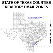 Realtor email address count by County